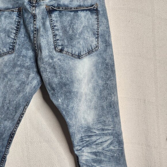 AHP Another Hype Piece Blue Denim Distressed Acid Wash Stretch Skinny Jean 36x34 - Picture 11 of 16